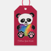 Waterverf Panda met regenbooghart Cadeaulabel (Voorkant)