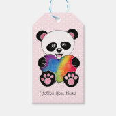 Waterverf Panda met regenbooghart Cadeaulabel (Voorkant)