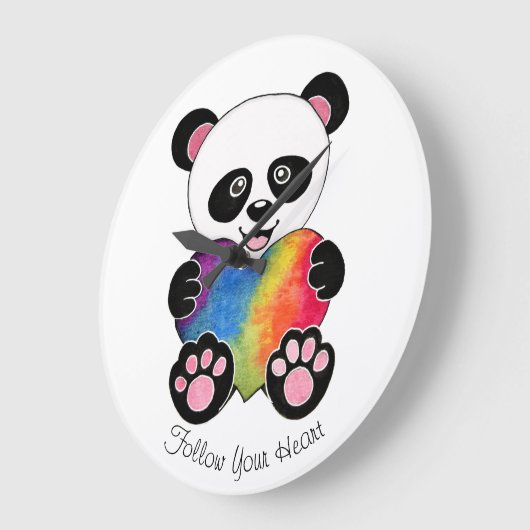 Waterverf Panda met regenbooghart Grote Klok (Hoek)