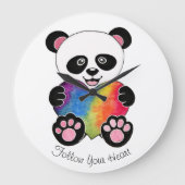 Waterverf Panda met regenbooghart Grote Klok (Voorkant)