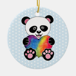 Waterverf Panda met regenbooghart Keramisch Ornament