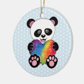 Waterverf Panda met regenbooghart Keramisch Ornament (Links)
