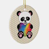Waterverf Panda met regenbooghart Keramisch Ornament (Rechts)