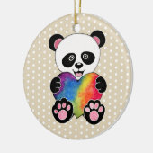 Waterverf Panda met regenbooghart Keramisch Ornament (Links)