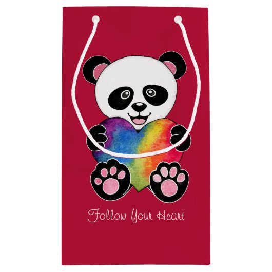 Waterverf Panda met regenbooghart Klein Cadeauzakje (Achterkant)