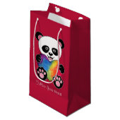 Waterverf Panda met regenbooghart Klein Cadeauzakje (Voorkant Gekanteld)
