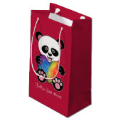 Waterverf Panda met regenbooghart Klein Cadeauzakje (Achterkant Gekanteld)