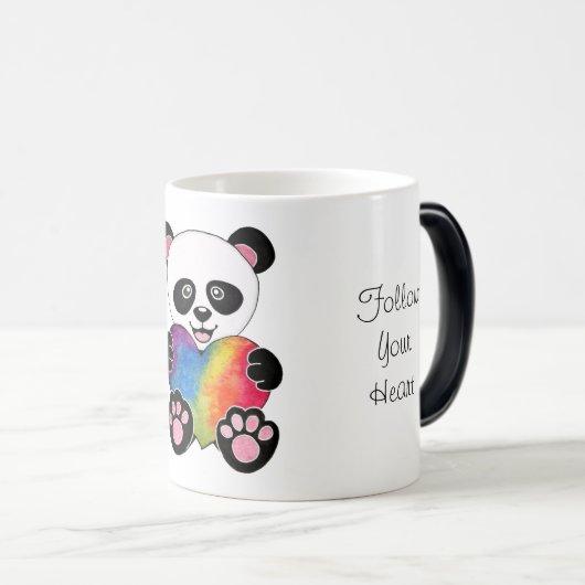 Waterverf Panda met regenbooghart Magische Mok (Voorkant rechts)