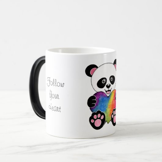 Waterverf Panda met regenbooghart Magische Mok (Voorkant links)