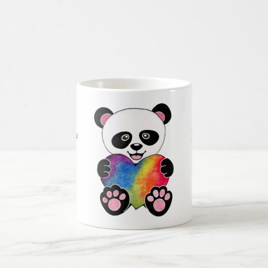 Waterverf Panda met regenbooghart Magische Mok (Center)