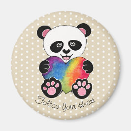 Waterverf Panda met regenbooghart Magneet