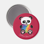 Waterverf Panda met regenbooghart Magneet (Voorkant / Achterkant)