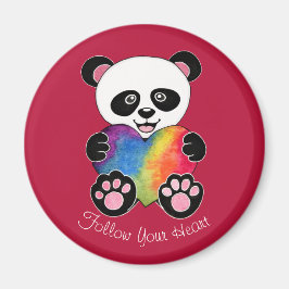 Waterverf Panda met regenbooghart Magneet