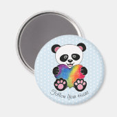 Waterverf Panda met regenbooghart Magneet (Voorkant / Achterkant)