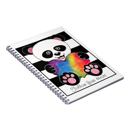 Waterverf Panda met regenbooghart Notitieboek (Rechterzijde)