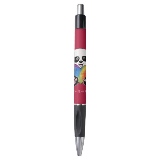 Waterverf Panda met regenbooghart Pen (Voorkant Verticaal)