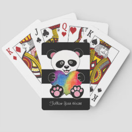 Waterverf Panda met regenbooghart Pokerkaarten