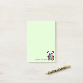 Waterverf Panda met regenbooghart Post-it® Notes (Op bureau)