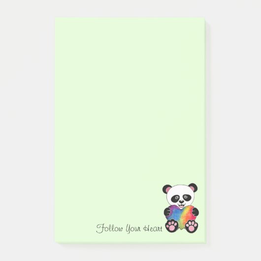 Waterverf Panda met regenbooghart Post-it® Notes (Voorkant)