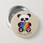 Waterverf Panda met regenbooghart Ronde Button 7,6 Cm (Voorkant /achterkant)