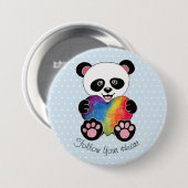 Waterverf Panda met regenbooghart Ronde Button 7,6 Cm (Voorkant /achterkant)