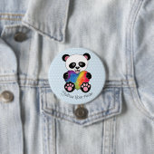 Waterverf Panda met regenbooghart Ronde Button 7,6 Cm (In situ)