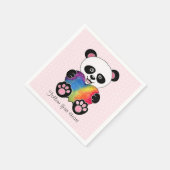 Waterverf Panda met regenbooghart Servet (Hoek)