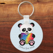Waterverf Panda met regenbooghart Sleutelhanger (Voorkant)