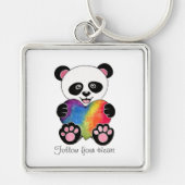 Waterverf Panda met regenbooghart Sleutelhanger (Voorkant)