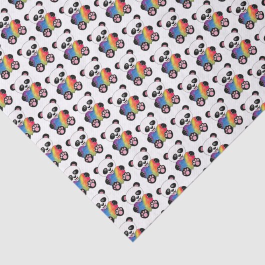 Waterverf Panda met regenbooghart Tissuepapier (Detail)