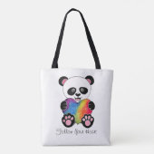 Waterverf Panda met regenbooghart Tote Bag (Achterkant)