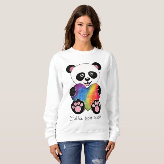 Waterverf Panda met regenbooghart Trui (Voorkant volledig)