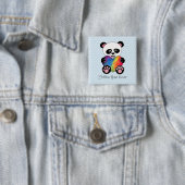 Waterverf Panda met regenbooghart Vierkante Button 5,1 Cm (In situ)