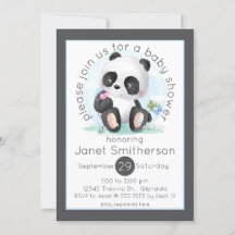 Waterverf Panda met Vlinders Baby shower