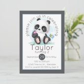 Waterverf Panda met Vlinders Verjaardag Kaart (Staand voorkant)
