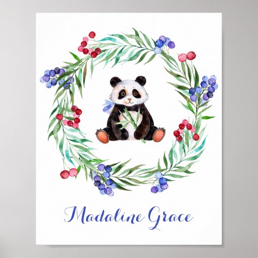 Waterverf Panda Nursery Art Poster (Voorkant)