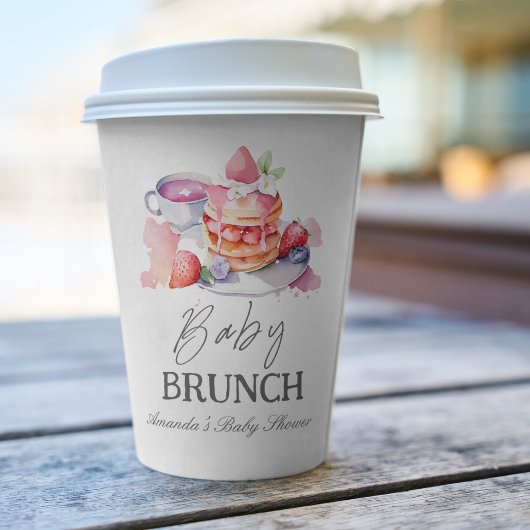 Waterverf Pannenkoek Baby Brunch Douche Papieren Bekers