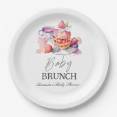 Waterverf Pannenkoek Baby Brunch Douche Papieren Bordje (Voorkant)