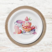 Waterverf Pannenkoek Baby Brunch Douche Papieren Bordje