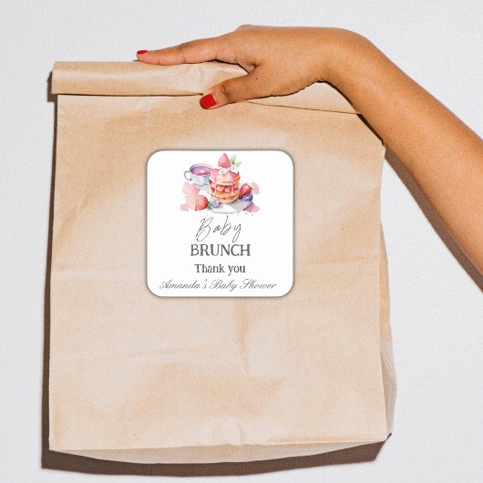 Waterverf Pannenkoek Baby Brunch Douche Vierkante Sticker