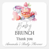 Waterverf Pannenkoek Baby Brunch Douche Vierkante Sticker (Voorkant)
