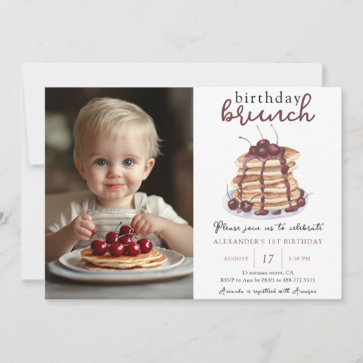 Waterverf Pannenkoek Eerste Verjaardag Brunch Part Kaart (Voorkant)