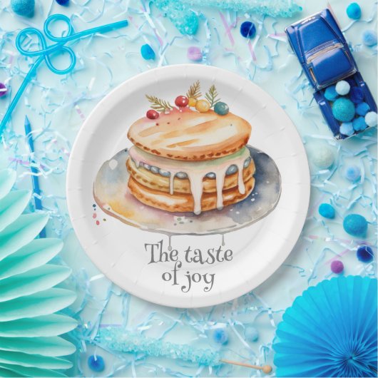 Waterverf Pannenkoek met ahornsiroop Papieren Bordje (Feest)