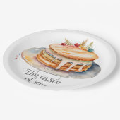 Waterverf Pannenkoek met ahornsiroop Papieren Bordje (Gekanteld)