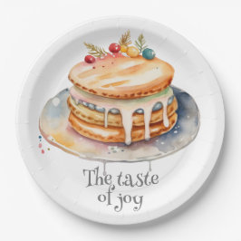 Waterverf Pannenkoek met ahornsiroop Papieren Bordje