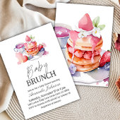 Waterverf Pannenkoek met Bessen Baby Brunch Shower Kaart