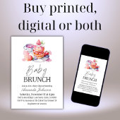 Waterverf Pannenkoek met Bessen Baby Brunch Shower Kaart