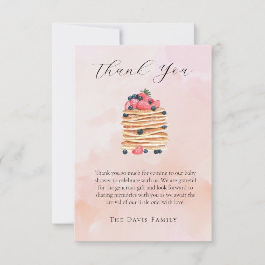 Waterverf Pannenkoeken Baby shower Bedankkaart (Voorkant)