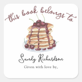 Waterverf Pannenkoeken Baby shower boekenplaat Vierkante Sticker