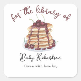 Waterverf Pannenkoeken Baby shower boekenplaat Vierkante Sticker
